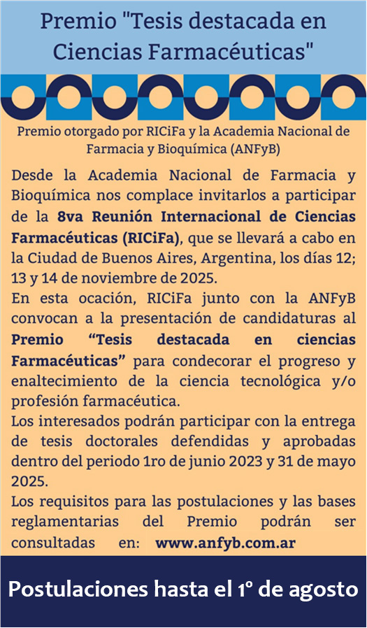 Premio “Tesis destacada en Ciencias Farmacéuticas”